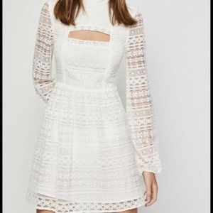 BCBGeneration Lace Peak A Boo Mini Dress in Ivory